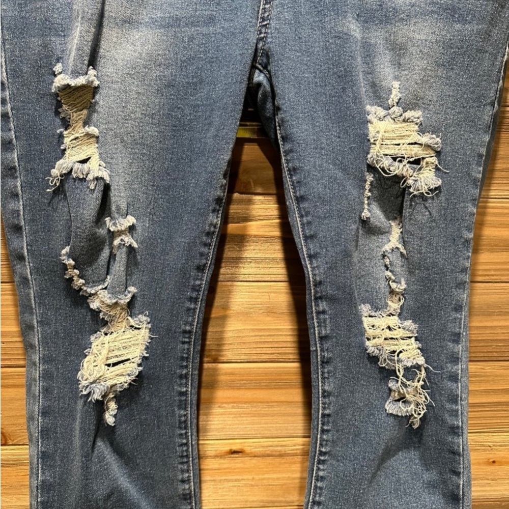 Distressed Blue Jeans